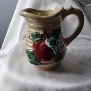 Vintage creamer, Beige with red apple and green stem